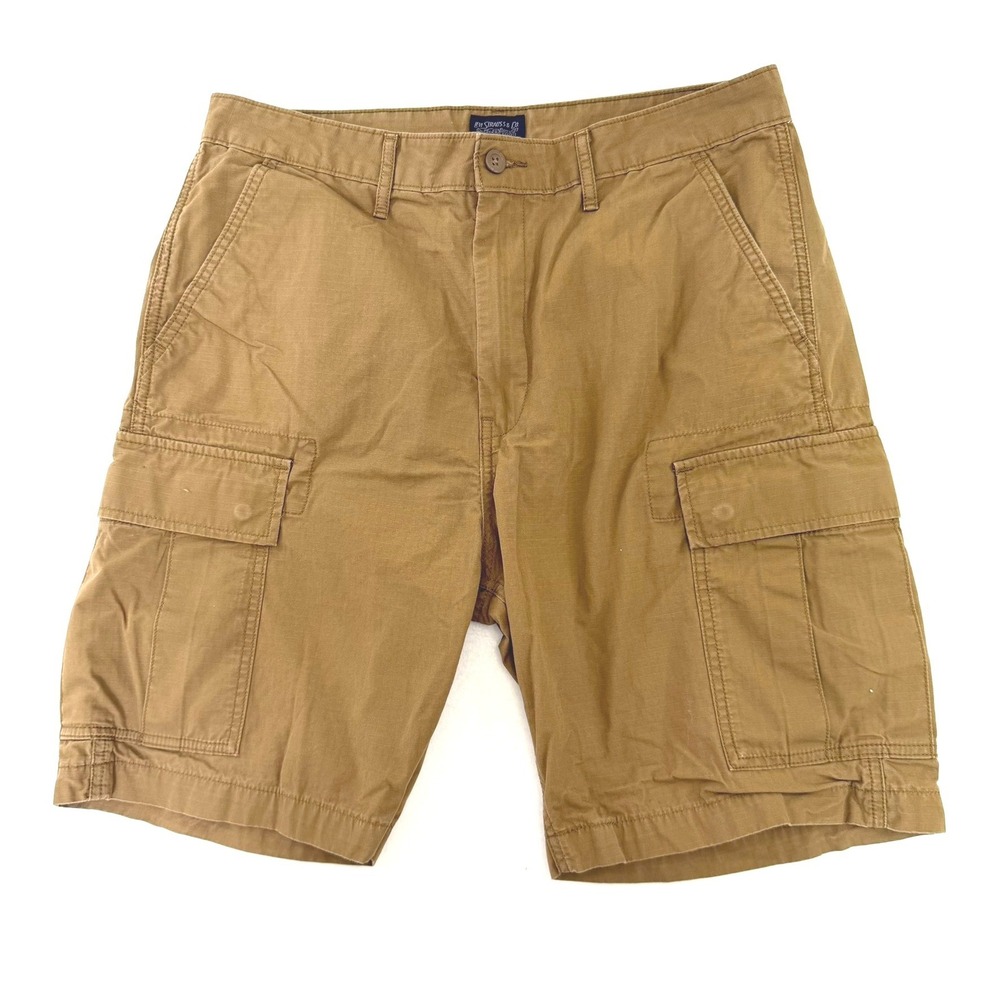 Levis Mens Brown Ripstop Cargo Shorts Size 34 Utility Workwear Casual Brown